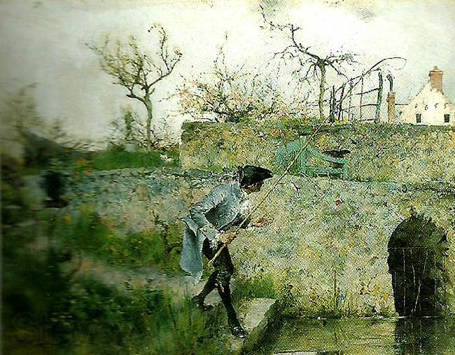 Carl Larsson hostmotiv karin i grez Spain oil painting art